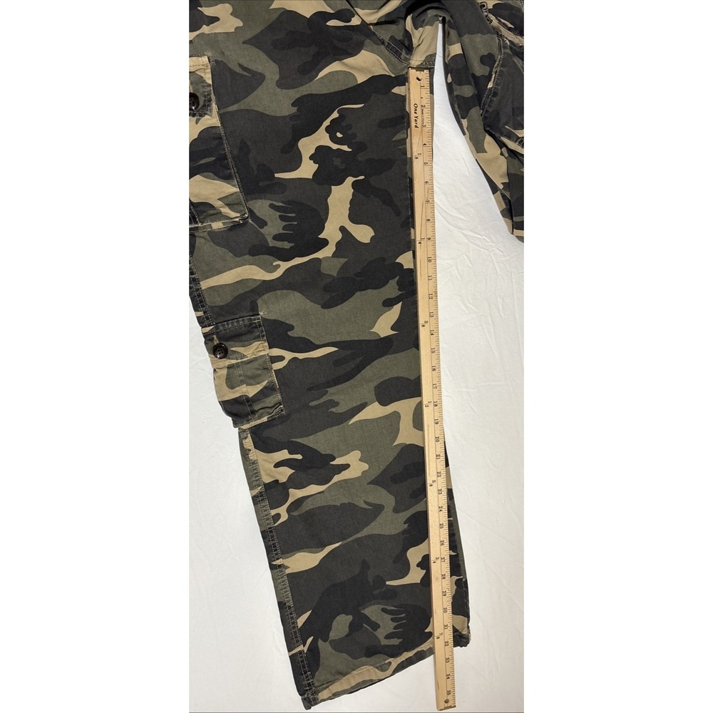 Mens Woodland Camo Cargo Pants Green Brown Tan Utility Multi Pocket Trousers - Picture 11 of 14